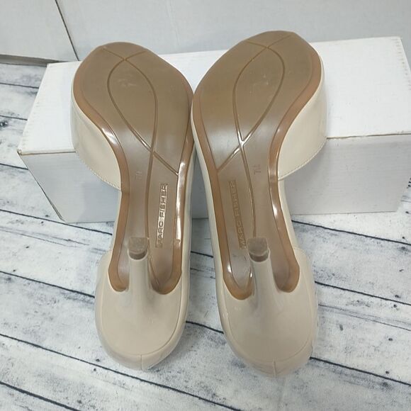 Marc Fisher D'Orsay Woman's SZ 7M Heels Nude Patent Leather Peep Toe Joey . - Picture 10 of 10